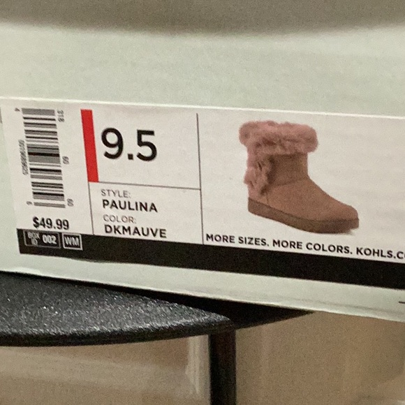 SO Mauve Faux Suede/Fur Ankle Boots - Size 9.5 - Picture 2 of 4